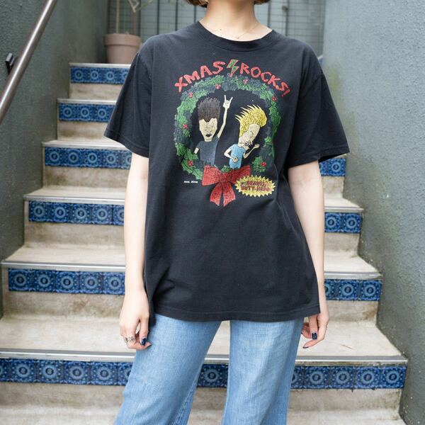 USA VINTAGE XMAS ROCKS! PRINT DESIGN T SHIRT/アメリカ古着クリスマスロックスプリントデザインTシャツ