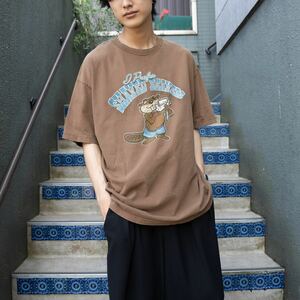 USA VINTAGE HUSTLER SHAVED BEAVER PRINT DESIGN T SHIRT/アメリカ古着髭剃りビーバープリントデザインTシャツ