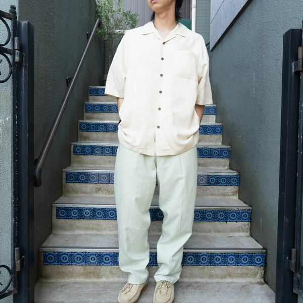 USA VINTAGE TRUST MINT GREEN COLOR LINEN SLACKS PANTS/アメリカ古着ミントグリーンカラーリネンスラックスパンツ