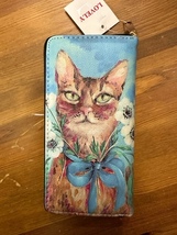 ネコの財布 ネコ 猫 ネコグッズ 財布 長財布 ファスナー 新品未使用品 送料無料 油絵風の猫の絵 猫好き 猫グッズ お財布 ネコ小物_画像3