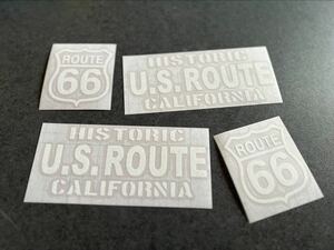 送料無料♪ U.S. ROUTE66 ステッカー お得4枚セット ステッカー 白色 CALIFORNIA 世田谷ベース ステンシル ハーレー アメ車