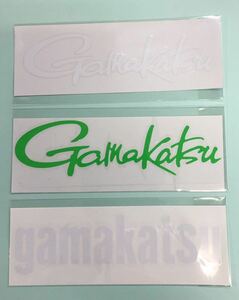 GAMAKATSU：がまかつ転写式ステッカー・グリーン、ホワイト３枚セット