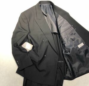 新品 定価3.7万【サイズBE3 S★Kanebo礼服】4Bダブルスーツ 漆黒フォーマル 背抜き ノーベンツ 2タック アジャスター付き ウール100 メンズ