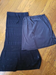 ローリーズファーム　レース風網ニットスカート　サイズF ブラック