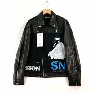 UNDERCOVER アンダーカバー 22SS プリントCS切替 ライトレザーライダース RKSN ジャケット 2 ブラック