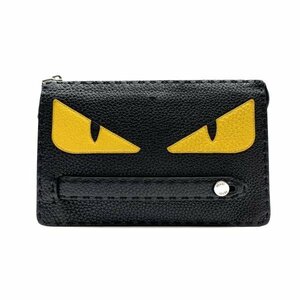 FENDI フェンディ 7VA350 バグズアイ クラッチバッグ セカンドバッグ ポーチ マルチケース ファスナー 黒 ブラック メンズ 管理RY23002786