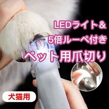 ペット用 爪切り LEDライト＆5倍ルーペ付き 犬　猫　イヌ・ネコ　拡大鏡　トリミング_画像1