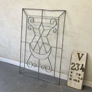 V234!W75×H102 large antique iron fence gardening car Be . old iron . lattice iron Vintage gate garden store furniture ftg