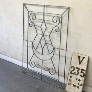 V235!W75×H102 large antique iron fence gardening car Be . old iron . lattice iron Vintage gate garden store furniture ftg