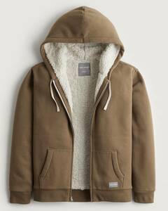 HOLLISTER♪ホリスター/シェルパラインド フルジップフーディー/XL/Brown/