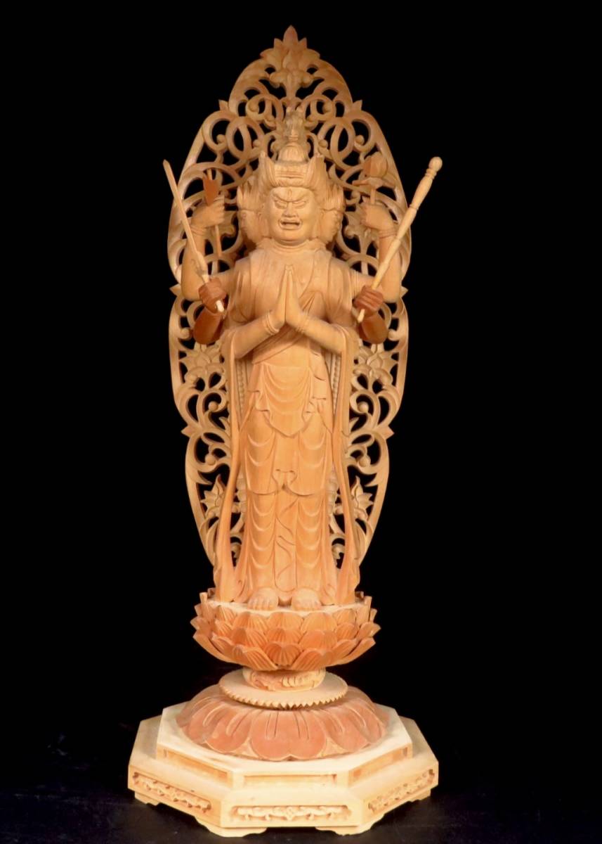 SAKURAYA】仏教美術【時代木彫 馬頭観音立像】細密彫刻 寺院 仏閣 仏像
