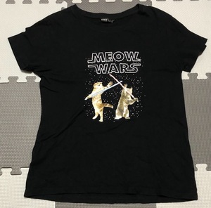 SHEIN シーイン 猫 ネコ Tシャツ MEOW WARS ミャーウォーズ ★ STAR WARS スターウォーズ パロディ