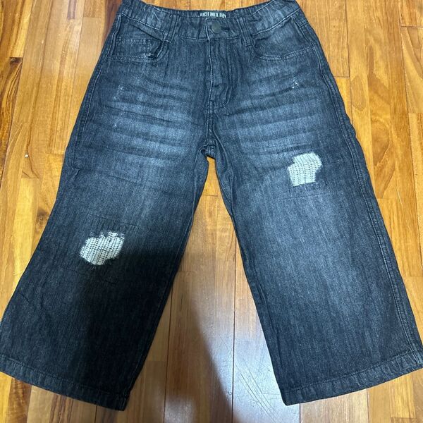 デニムハーフパンツ 150 7分丈 ウエストゴム調整あり