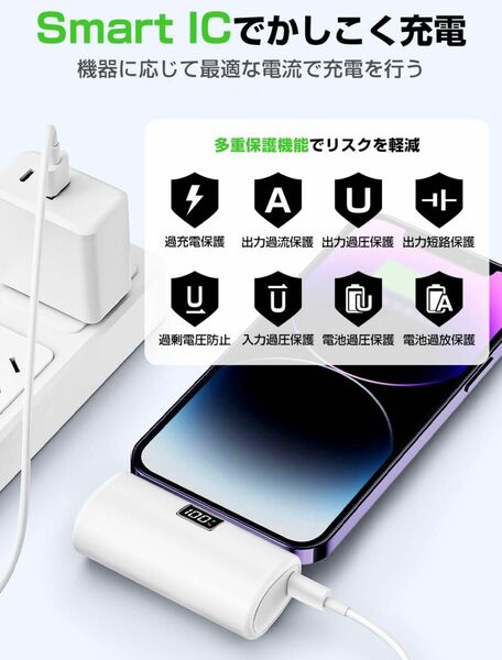 モバイルバッテリー iPhone 5000mAh 軽量 小型 PD10.5W