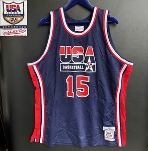 90s Mitchell & Ness Mitchell &nesMagic Johnson 15 USA Basketball Home 1992 Dream Team game shirt uniform size 2XL