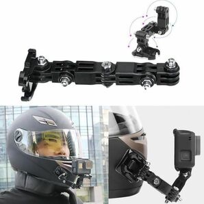 【新品】オートバイヘルメット 顎マウント 固定ホルダー GoPro Hero 9 8 7 (2018) 6 5 ブラック GoPro Max DJI Osmo Action E461の画像1