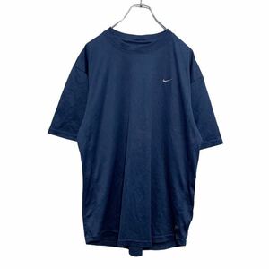 NIKE 半袖 ロゴ Tシャツ M ネイビー グレー ワンポイントロゴ ナイキ スポーツ ドライフィット 古着卸 アメリカ仕入 a506-5584
