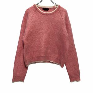 ZARA 混紡 ニット セーター ウィメンズ L ピンク ホワイト ザラ モヘア ウール ミックス 古着卸 アメリカ仕入 a506-5679