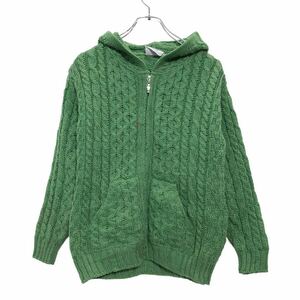 LITTLEYARN ニット カーディガン S～ グリーン リトルヤーン フーディ ジップアップ ポケット 古着卸 アメリカ仕入 a506-5843