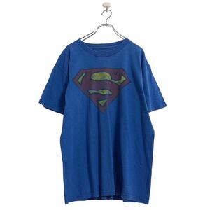 半袖 プリント Tシャツ L位 ブルー スーパーマン ビッグプリント 古着卸 アメリカ仕入 a506-6006