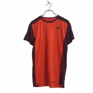 adidas 半袖 ロゴ Tシャツ S オレンジ パープル アディダス クライマライト ワンポイントロゴ スポーツ 古着卸 アメリカ仕入 a506-6160