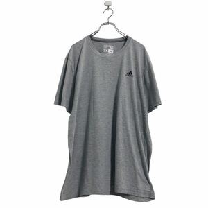 adidas 半袖 ロゴ Tシャツ2XL グレー アディダス ビッグサイズ クライマライト ワンポイントロゴ 古着卸 アメリカ仕入 a506-6161