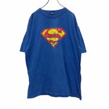 superman 半袖 プリントTシャツ XL ブルー イエロー レッド スーパーマン ロゴ マーク 古着卸 アメリカ仕入 a506-6225_画像1