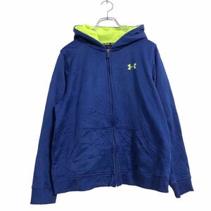 UNDERAMOUR print sweat Parker XL blue yellow Under Armor Kids Zip pocket old clothes . America buying up a506-6670