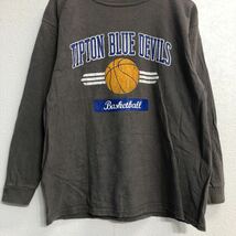 GILDAN 長袖 プリント Tシャツ L グレー ギルダン キッズ ロンT ロングTシャツ バスケ a505-7160_画像3