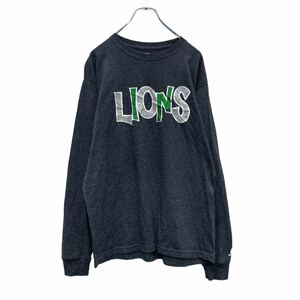 RUSSELL 長袖 プリント Tシャツ M グレー ラメ LIONS ラッセル ロンT 古着卸 アメリカ仕入 a506-5064