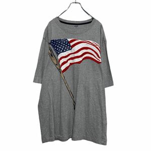 GYMBOREE 半袖 プリント Tシャツ XL グレー アメリカ 星条旗 刺繍 ビッグサイズ 古着卸 アメリカ仕入 a506-5205