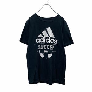 adidas 半袖 プリント Tシャツ M ブラック ホワイト アディダス スポーツ ロゴ 古着卸 アメリカ仕入 a506-5695