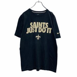 NIKE プリント Tシャツ M ブラック クリーム SAINTS JUST DO IT ナイキ ロゴ スポーツ 古着卸 アメリカ仕入 a506-5794