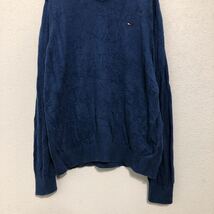 TOMMYHILFIGER コットン ニット セーター XLブルー トミーヒルフィガー ロゴ Vネック 古着卸 アメリカ仕入 a506-5932_画像3