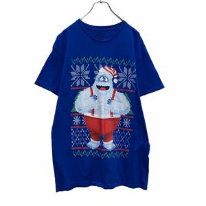 RUDOLPH 半袖 プリント Tシャツ M ブルー ルドルフ 雪男 クリスマス 古着卸 アメリカ仕入 a506-6042