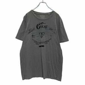 GUESS 半袖 プリント Tシャツ L グレー ブラック ゲス ロゴ 古着卸 アメリカ仕入 a506-6525