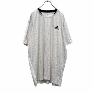 adidas 半袖 プリント Tシャツ XL ホワイト ブラック ドット アディダス ロゴ スポーツ ビッグサイズ 古着卸 アメリカ仕入 a506-6755