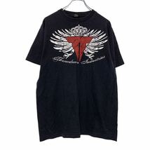 throw down 半袖 プリント Tシャツ M ブラック スローダウン 古着卸 アメリカ仕入 a506-6855_画像1