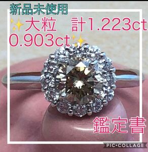 新品★鑑定書ダイヤ計1.223ct大粒0.903ct