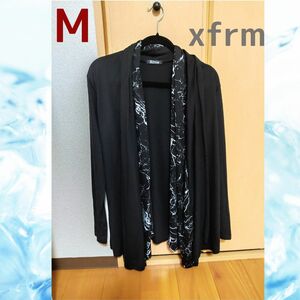 xfrm Mトランスフォーム 大理石柄 ロング カーディガン フェイクレイヤード