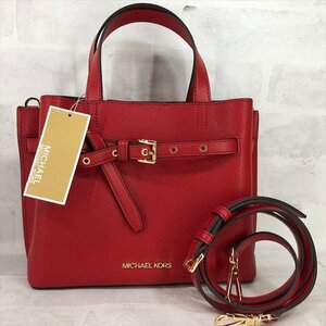 MICHAEL KORS マイケルコース タグ付き 牛革 EMILIA サッチェル スモール レッド ハンドバッグ LU632023060602