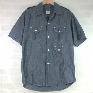 POST OVERALLS ポストオーバーオールズ USA製 半袖 シャンブレーシャツ SIZE:M ワークシャツ MH632023062714