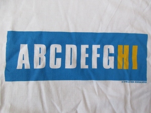 90's ケイ ローゼン FOTOFOLIO ABCDEFGHI BOX ロゴ Tシャツ M白KAY ROSENボックス メッセージ 言語 アルファベットART芸術 現代美術 美術館