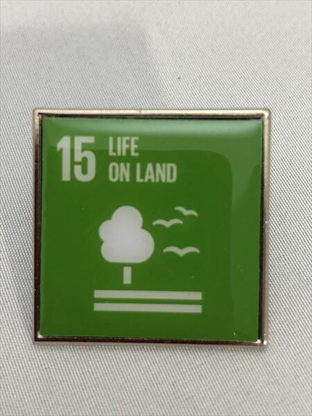 SDGsピンバッジ　1個「15. 陸の豊かさも守ろう（Life on land）」（国連ブックショップ購入・送料無料） (ラバークラスプ付再生素材)　UN65