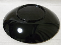 三都紀行　菓子鉢　黒　24cm　合成漆器　ウレタン塗装　金彩　昭和レトロ_画像4