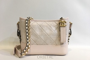 二子玉) CHANEL シャネル ダブルチェーンショルダーバッグ ピンク レザー S金具×G金具 ※カードなし シール有 26番台