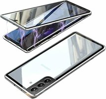 360°全面保護前後両面ガラス Galaxy S21+ S21 Plus ケース SCG10 マグネット式アルミバンパー 多点磁力 ワイヤレス充電対応擦り傷防止_画像7