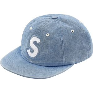 希少★新品本物【青】Washed Chamray S Logo 6-Panel ウォッシュシャンブレー エスロゴ 正規店購入 シュプリーム 入手困難 Supreme 2018S/S