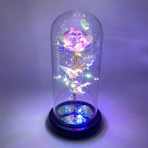 照明 薔薇 ガラスドーム LED 3D オブジェ 雑貨 玄関 レインボー ギャラクシーローズ おしゃれライト ガラスアート バラ ローズ フラワーの画像2