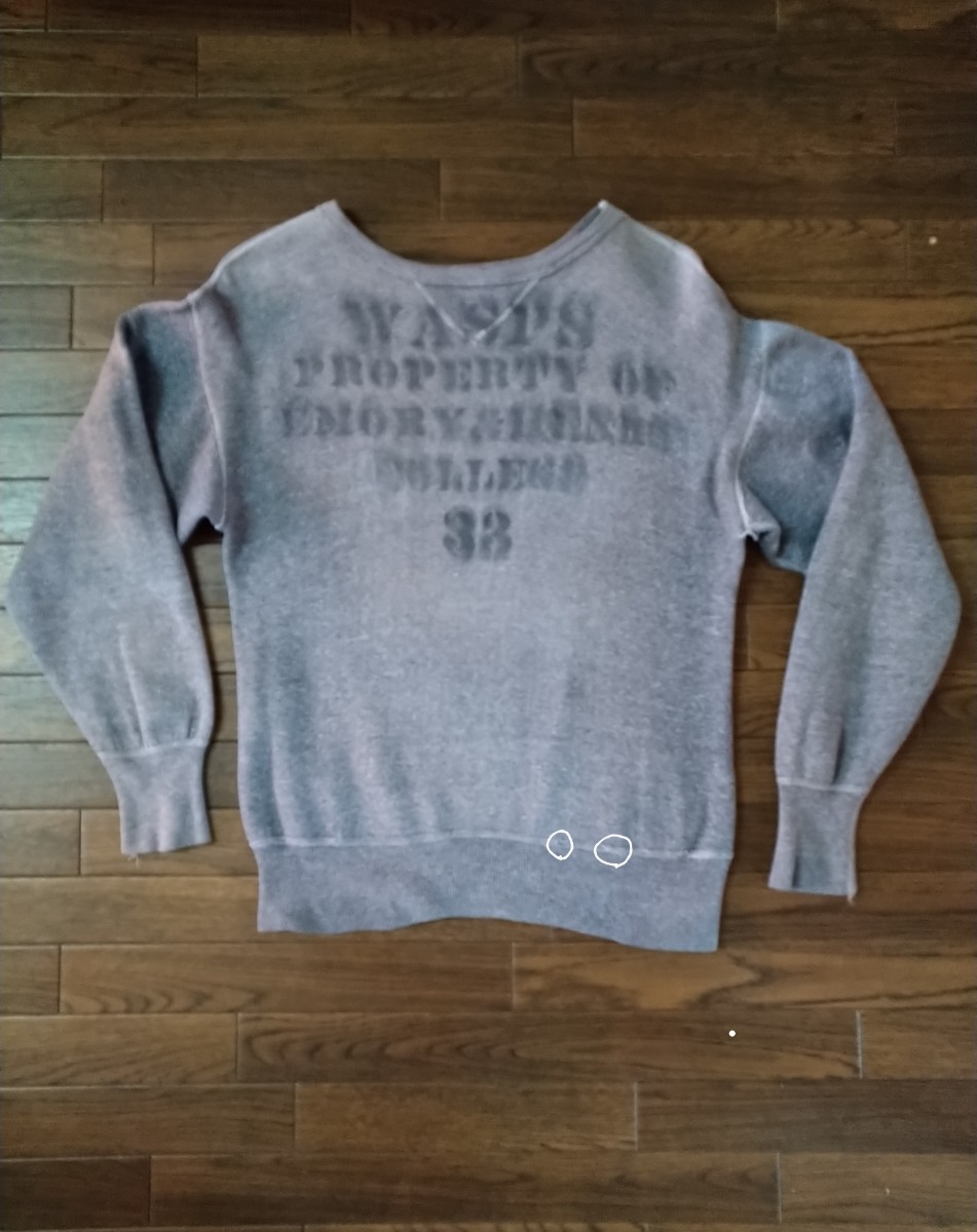 40s 50s 両V ステンシル スウェット 杢グレー ヴィンテージスウェット
